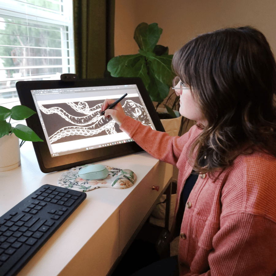 Evyn designing a scientific illustration